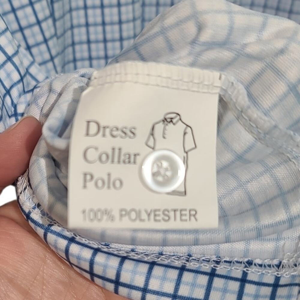 Collars & Co Blue Tattersall Polo Shirt Men's XL GUC Moisture-Wicking - Picture 3 of 4